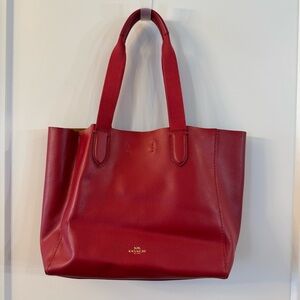 Coach Red Leather Derby Tote Bag